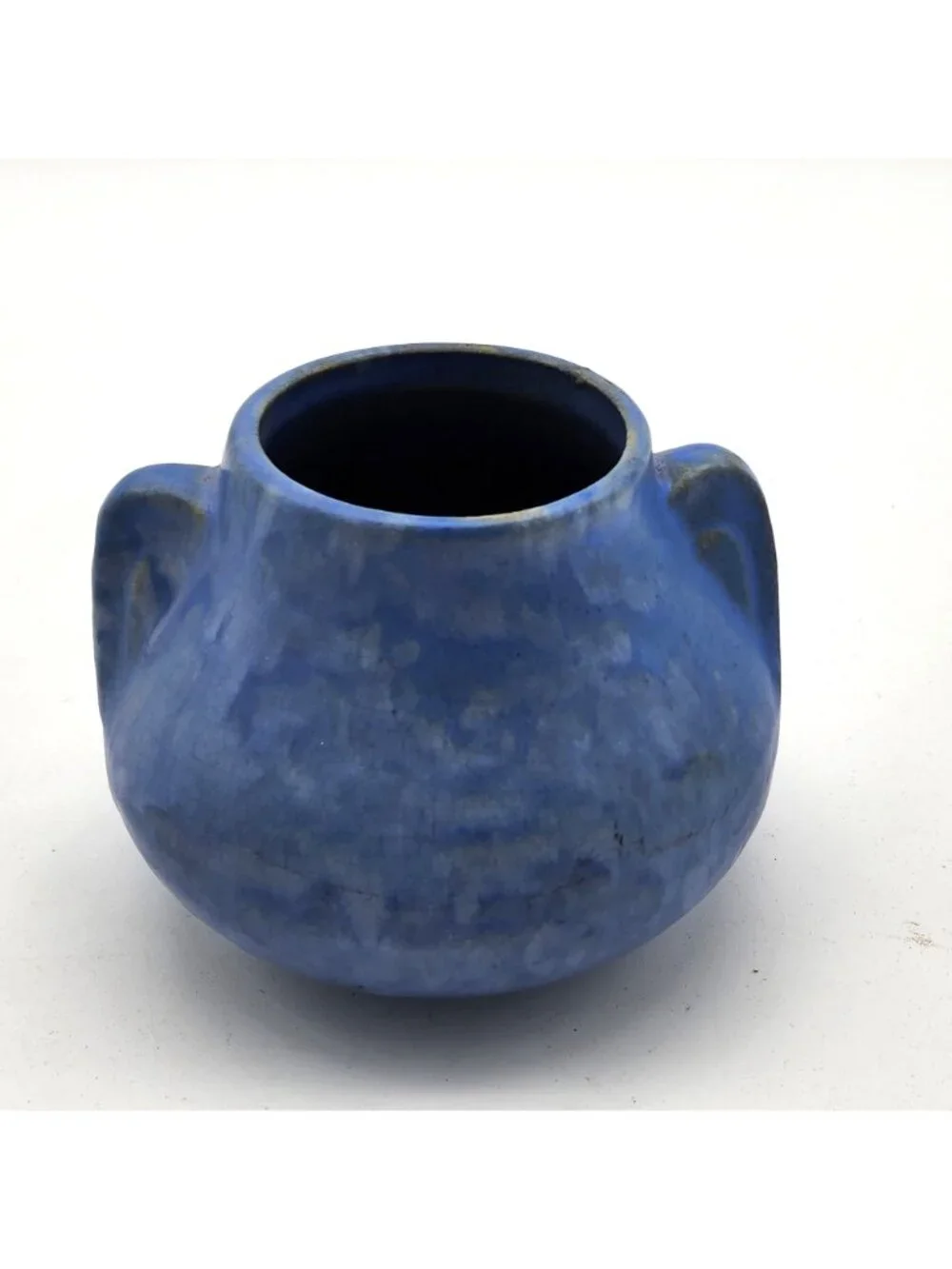 Brush McCoy Art Vellum 1930s Art Deco Pottery Mottled Matte Blue Fawn Vase 716